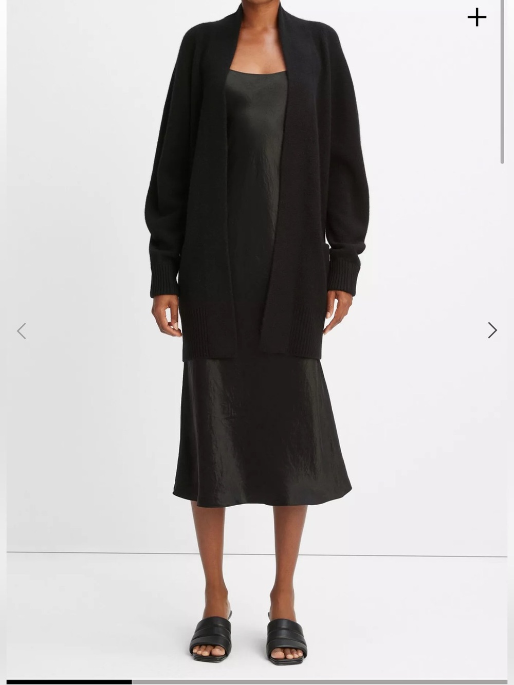 Vince Black Oversized Longline Cashmere Open Front Cardigan Sweater Medium